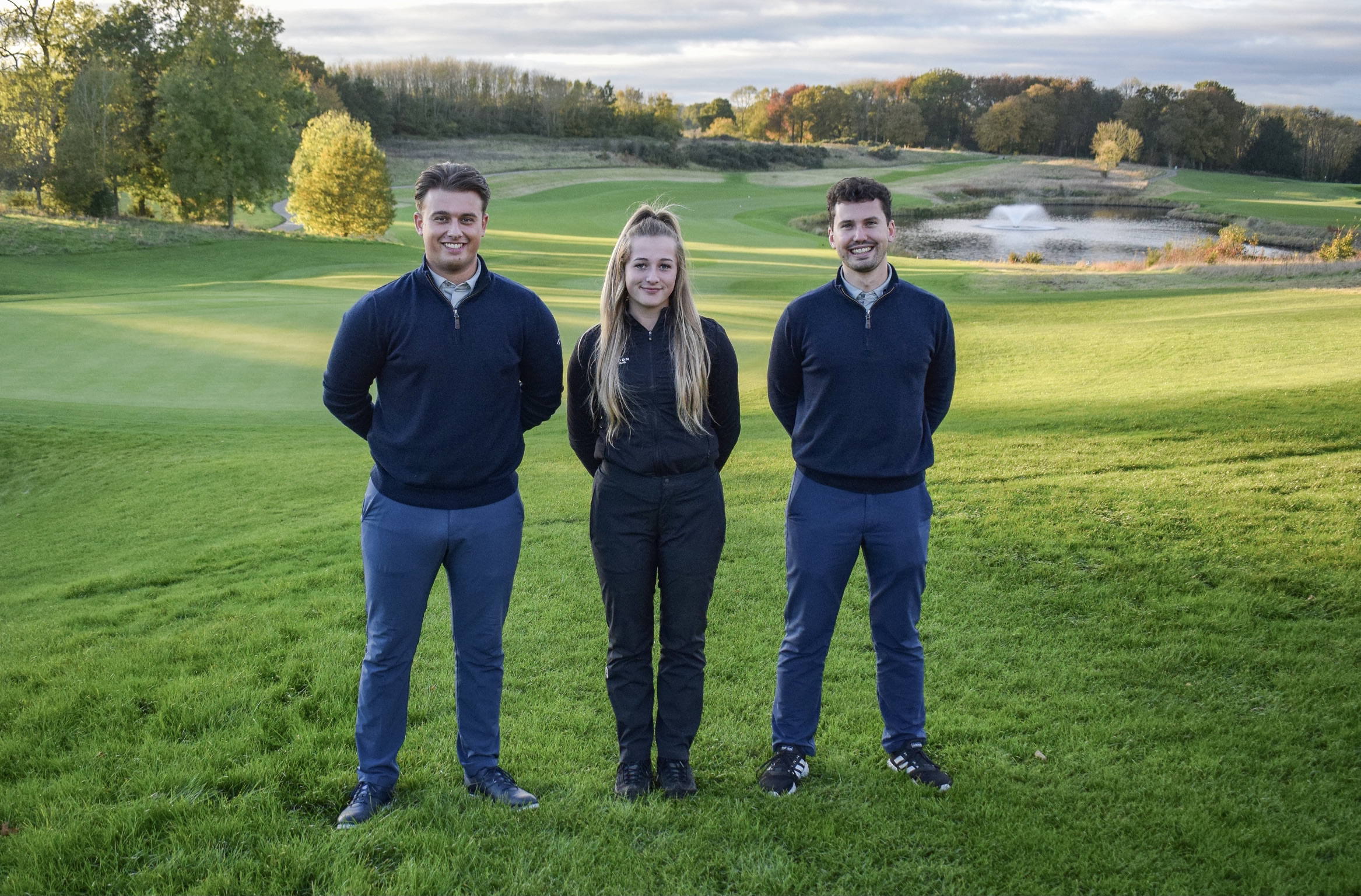 London Golf Club staff members Reece Salvage, Becky Bainbridge and Lewis Matthews